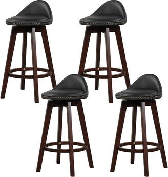 Tangkula Set of 4 Swivel Bar Stools 29 Bar Height Stools w/ PVC Leather Cover Black