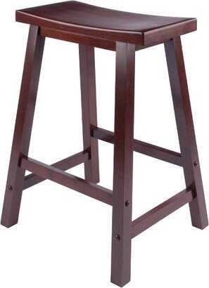 Saddle Seat 24 Counter Height Barstool Hardwood/Walnut