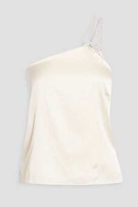 Dariah one-shoulder embellished stretch-silk satin camisole