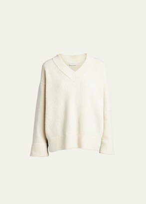 V-Neck Ribbed Wool Sweater