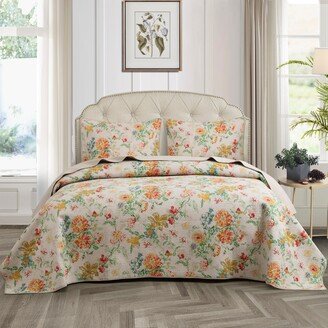 Sweet N Simple Home S&S Dreamland Floral Reversible 3 Piece Cotton Quilt Set