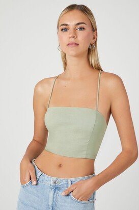 Women's Crisscross Lace-Back Cropped Cami in Pistachio, XL