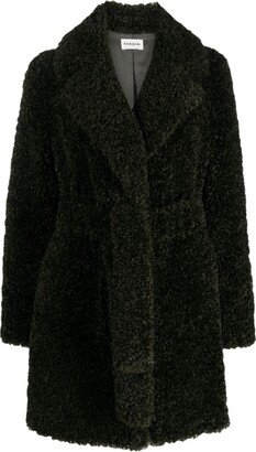 faux-shearling V-neck coat