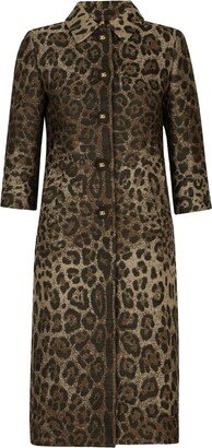 Leopard-Print Single-Breasted Coat-AA