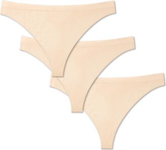 Women's Ribbed Seamless Thong - Plus Size Underwear 3-Pack - Wheat - 2X - Modal Nylon