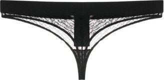 logo-waistband lace thong