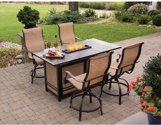 Monaco 5-Piece High-Dining Bar Set with 30,000 BTU Fire Pit Bar Table