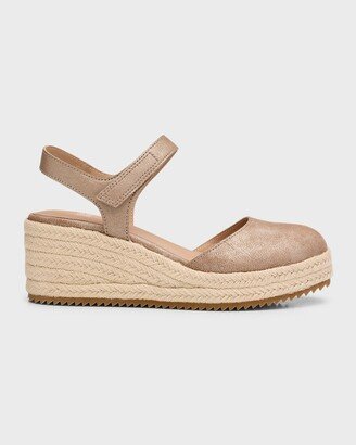 Nessa Metallic Ankle-Grip Wedge Espadrilles