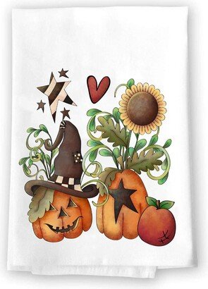 Decorative Kitchen & Bath Hand Towels | Jack-O-Lantern Fall Autumn Home Decor Orange Pumpkin Sunflower