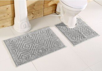 Set of 2 Trier Collection Silver Ultra Soft Cotton & Polyester Rug