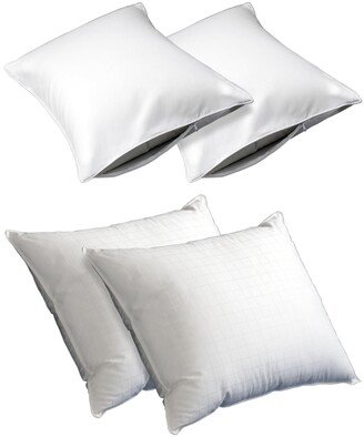 Pure Weave Extra Firm Allergen Barrier Pillow 4 Piece Protector and Pillow Bundle, King