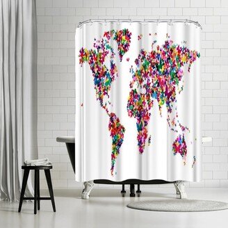 71 x 74 Shower Curtain, World Map Butterfly 2 by Michael Tompsett - Art Pause