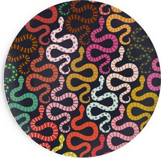 Salad Plates: Snake-A-Delic - Multi Color Salad Plate, Multicolor