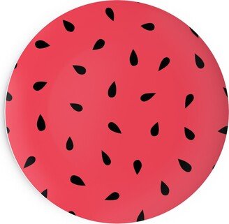 Salad Plates: Watermelon Fruit Seeds Salad Plate, Red