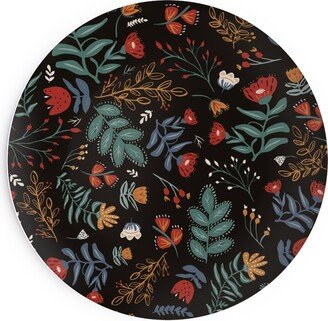 Salad Plates: Midnight Garden Salad Plate, Black