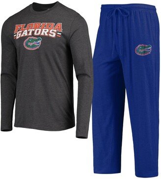 Men's Concepts Sport Royal, Heathered Charcoal Florida Gators Meter Long Sleeve T-shirt and Pants Sleep Set - Royal, Heathered Charcoal