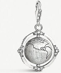 Womens Silver Globe Sterling-silver Charm