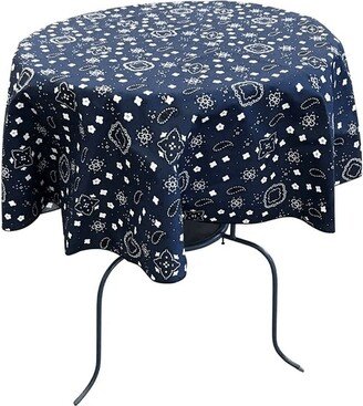 Round Print Poly Cotton Tablecloth | Bandanna Navy, Choose