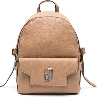 Logo-Plaque Pebbled Backpack-AA