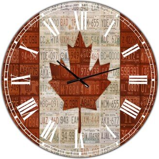 Designart Canada License Plate Flag Oversized Traditional Wall Clock - 36 x 36