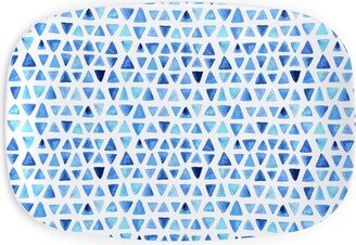 Serving Platters: Watercolor Triangles - Blue Serving Platter, Blue