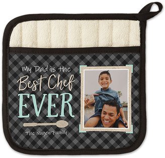 Pot Holders: Best Chef Ever Plaid Pot Holder, Green