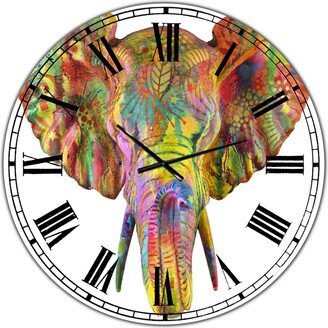 Designart Rainbow Elephant Oversized Modern Wall Clock - 36 x 36