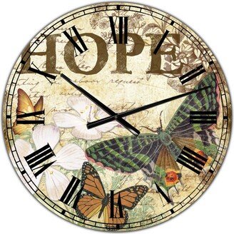 Designart Inspirational Butterflies Hope Large Cottage Wall Clock - 36