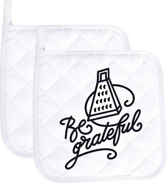 Be Grateful Cheese Funny Potholder Oven Mitts Cute Pair Kitchen Gloves Cooking Baking Grilling Non Slip Cotton