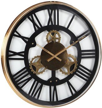 WILLOW ROW Black Stainless Steel Gear Wall Clock