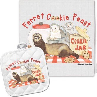 Ferret Kitchen Dish Towel & Pot Holder Gift Set