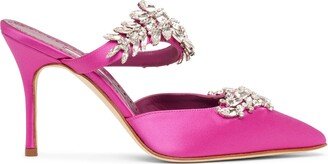 Lurum 90 pink satin mules