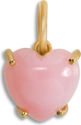 Pink Opal Heart Yellow Gold Charm