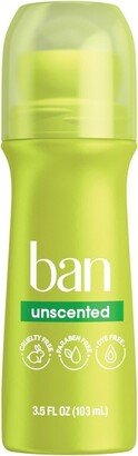 Ban Invisible Roll-On Antiperspirant Deodorant Unscented with Odor-Fighting Ingredients - 3.5oz