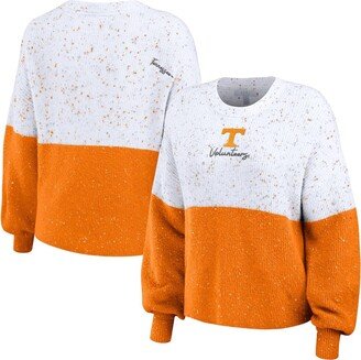 Women's Wear by Erin Andrews White, Tennessee Orange Tennessee Volunteers Colorblock Script Pullover Sweater - White, Tennessee Orange