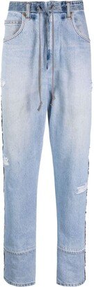 Side-Stripe Tapered Drawstring Jeans