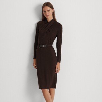 Ralph Lauren Belted Mockneck Jersey Dress