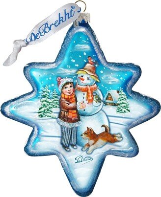 G.DeBrekht Build A Snowman North Star Glass Ornament