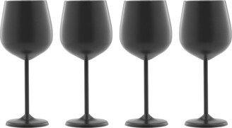 18 Oz Brushed Black Stainless Steel White Wine Glasses, Set of 4