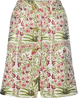 Floral-Jacquard Mini Skirt