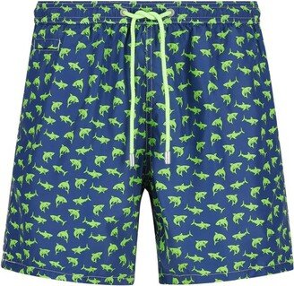 All-Over Printed Drawstring Swim Shorts-AD