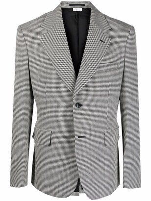 Houndstooth Single-Breasted Wool Blazer-AB