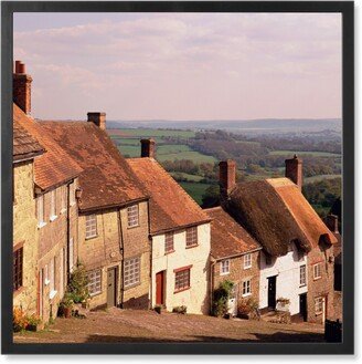 Photo Tiles: Scottish Village Rooftops Photo Tile, Black, Framed, 8X8, Brown