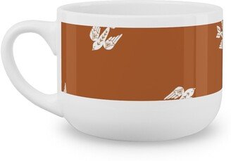 Mugs: Bird Folk - Rust Latte Mug, White, 25Oz, Orange