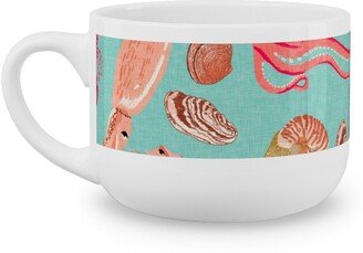 Mugs: Ocean Creatures - Red On Green Latte Mug, White, 25Oz, Red