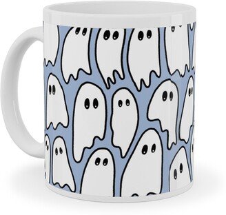 Mugs: Ghosted Ceramic Mug, White, 11Oz, Blue
