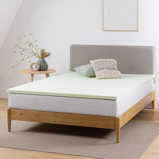 Priage by 1.5 inch Green Tea Memory Foam Mattress Topper