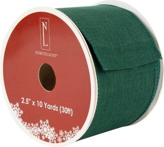 Northlight Solid Green Wired Edge Craft Christmas Ribbon 2.5 x 10 Yards