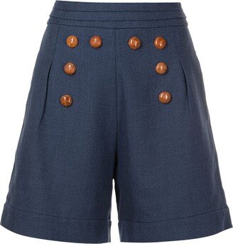 Decorative-Buttons High-Waisted Shorts