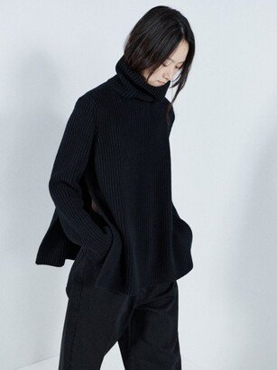 Split-side Wool Roll-neck Sweater